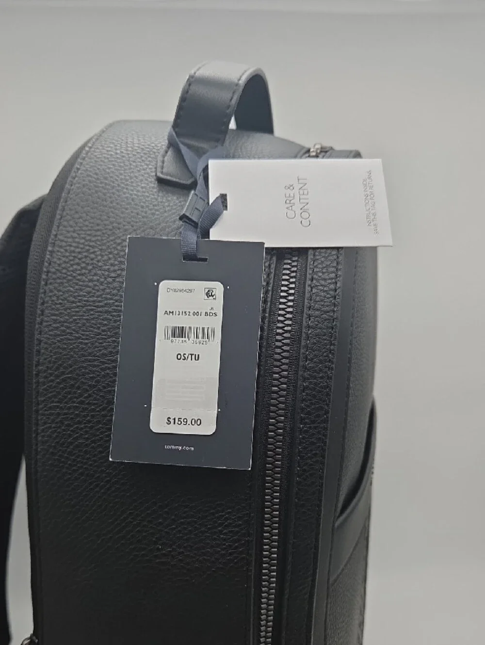 Tommy Hilfiger Black Textured Leather Backpack